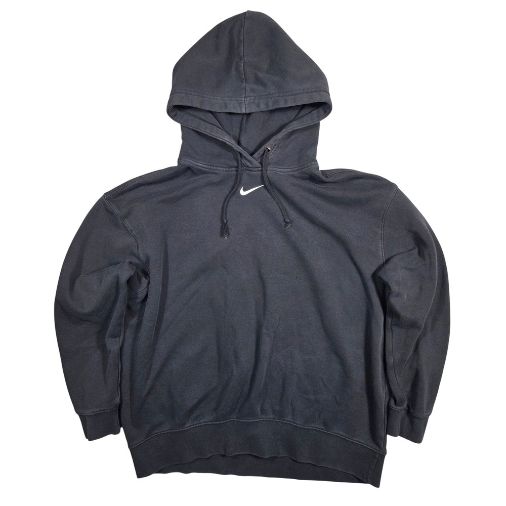 Nike Center Mini Swoosh Hoodie Mens M Black Pullover Sweater Streetwear Punk